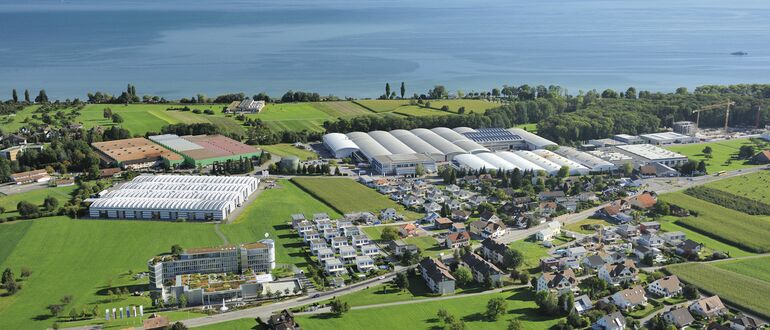 Panoramic view of Arbon, Switzerland, with the Forster facilities at its centre